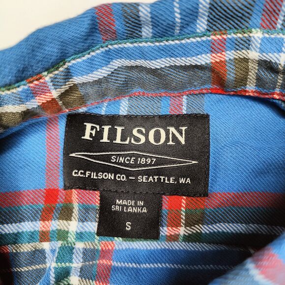 CC Filson Plaid Flannel Blue Button Front Shirt Mens Size Small - Picture 4 of 6